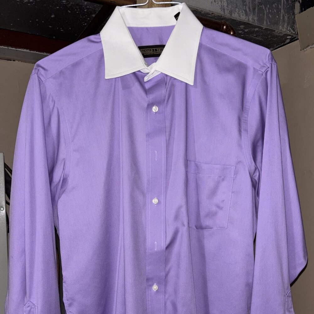 Donald J Trump Signature Contrast Collar Dress Shirt 16 Regular Fit French Cuffs